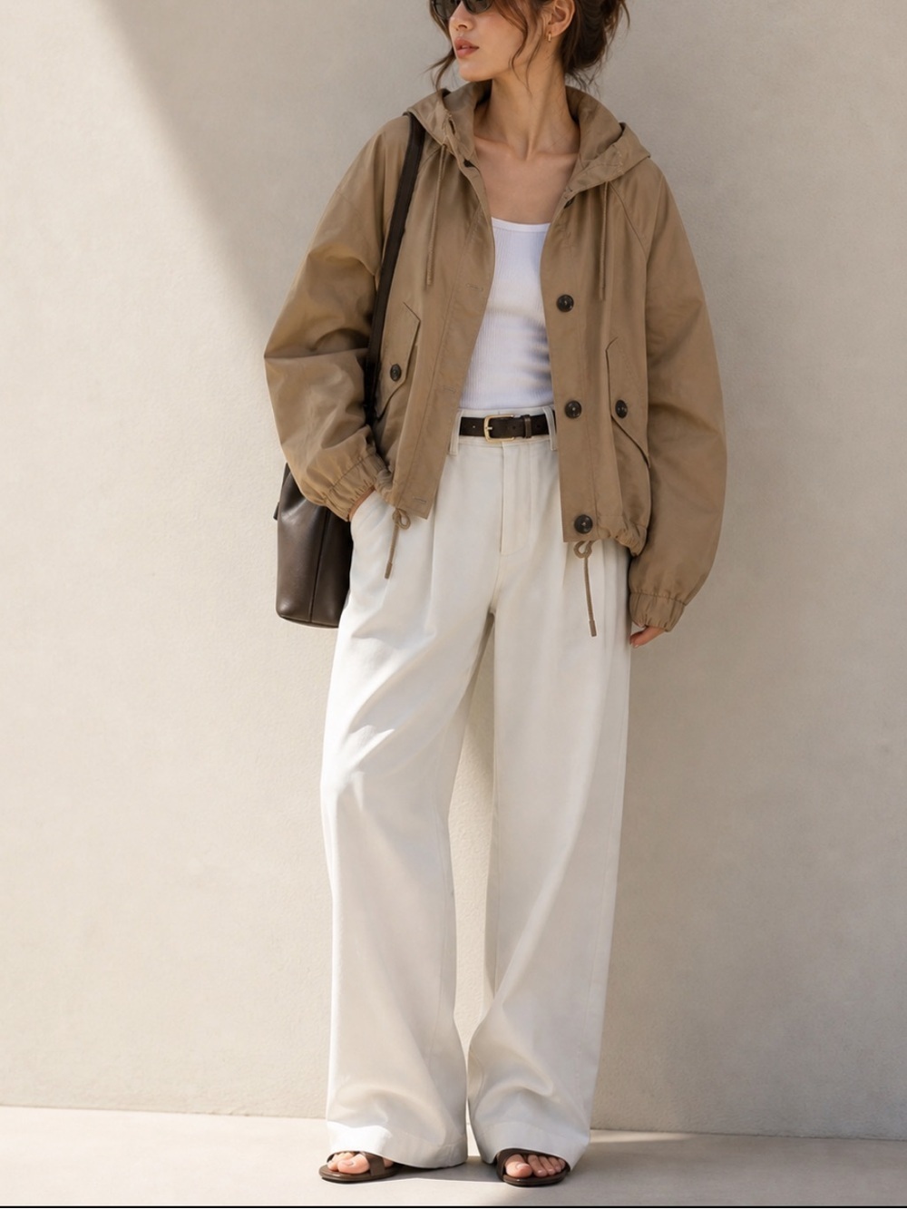 Zara Khaki Hooded Utility Jacket